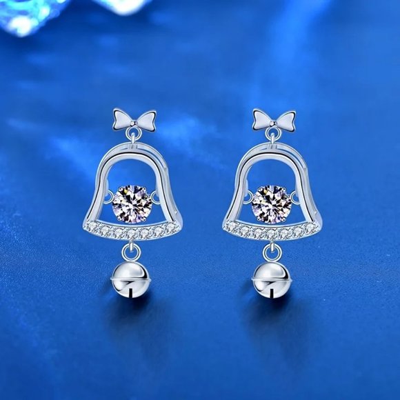Certified 1ct. t.w. Diamond Bell Earrings 18k White Gold over Italian Silver - Picture 6 of 16